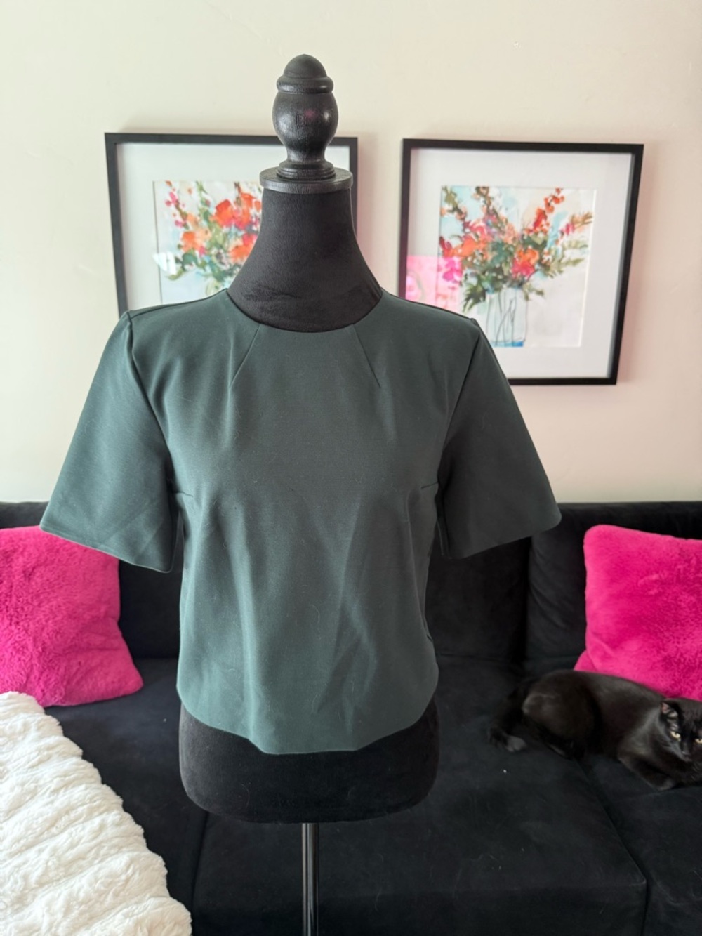 Express Deep Green Short Sleeve Cropped Top
